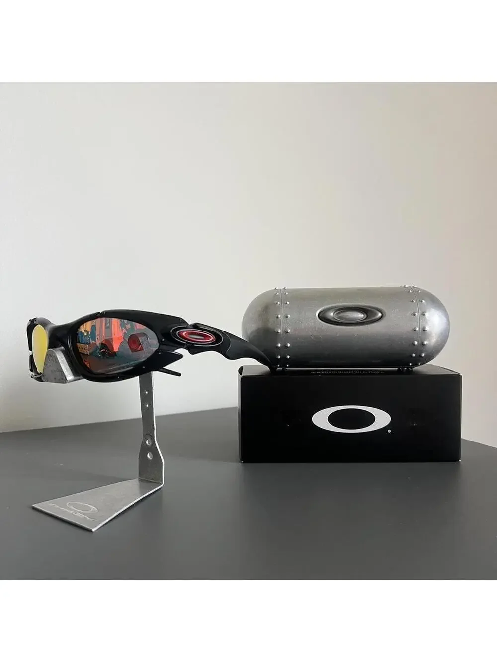 Oakley Men's Silver and Black Sunglass